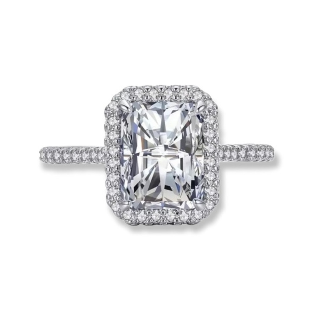 925 Sterling Silver Emerald Cut Classic Luxury Rectangle 3 Carat CZ Ring